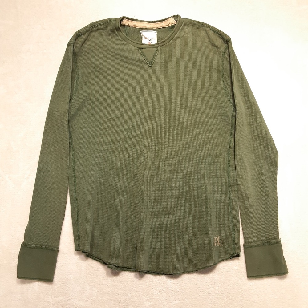 Red Camel Mens Long Sleeve Thermal Sweater Sz.M/Green/Distressed/Vintage